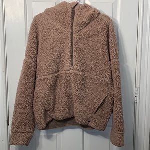 Beige Pink Fuzzy Hoodie